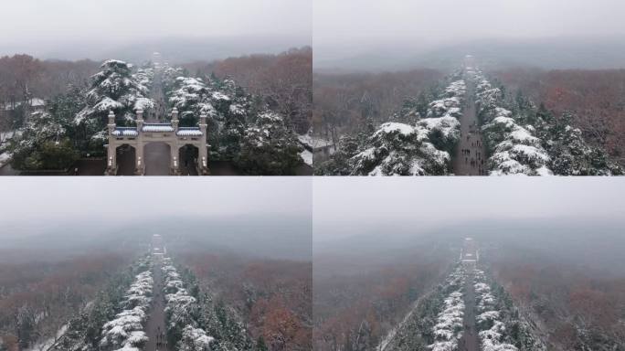 南京中山陵雪景航拍