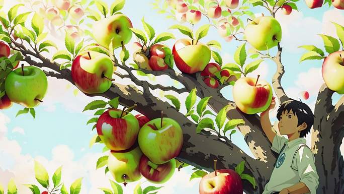 AI苹果树 苹果 牛顿的苹果 ai风景
