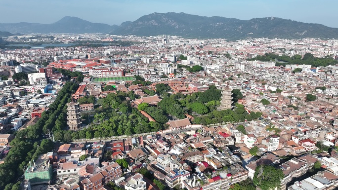 泉州开元寺航拍鲤城区大景泉州东西塔风景