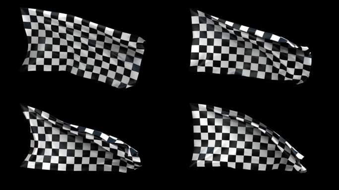 格旗在风中不停地飘扬。方程式赛车旗与ALPHA频道隔离。无缝循环3D动画。胜利、成就、成功、运动理念