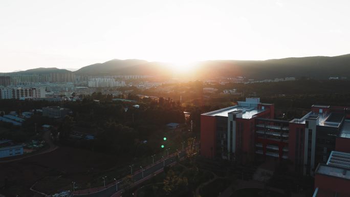 盘龙区云南农业大学日落航拍