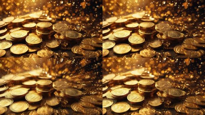 4K金币堆黄金钱币财富宝藏金钱货币背景6