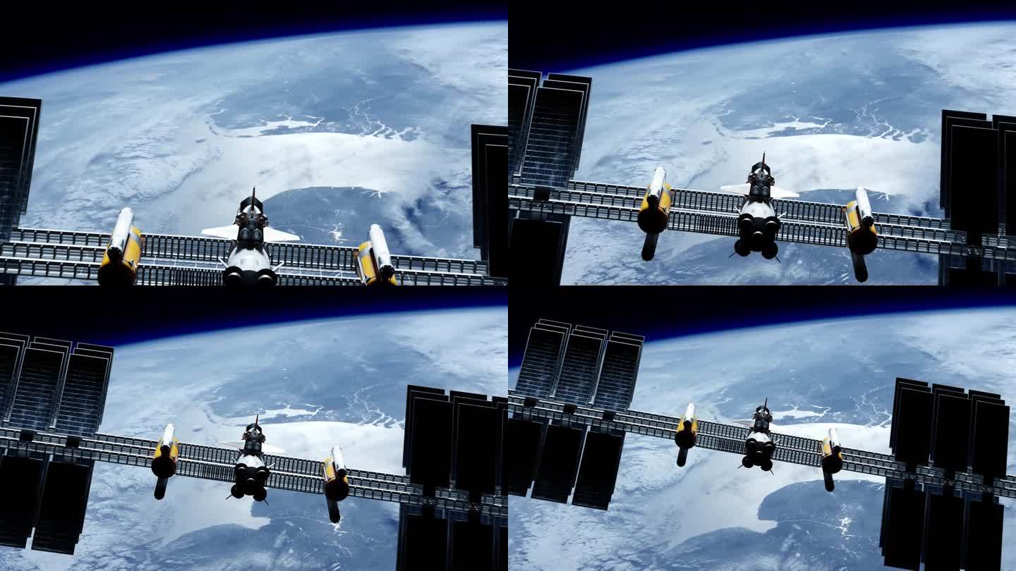 漂浮在地球轨道上的国际空间站ISS