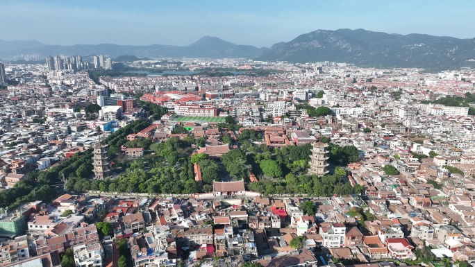泉州开元寺航拍鲤城区大景泉州东西塔风景