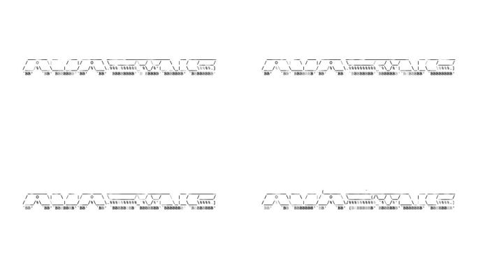 惊人的ascii字动画循环在白色背景。Ascii码艺术符号打字机的进出效果与循环运动。