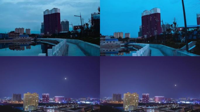 延时摄影——日转夜、月亮轨迹