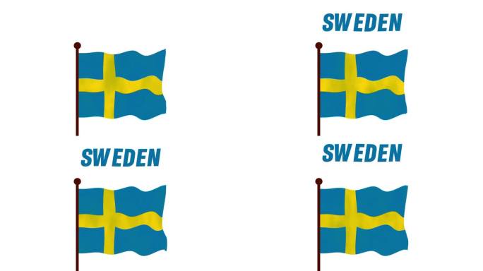 瑞典升旗动画视频，介绍国名和国旗4K解析度。
