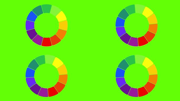 色轮与颜色和梯度，色轮光谱移动的绿屏。色度键效果
