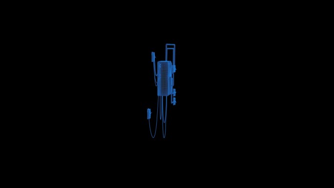 8K蓝色科技线条全息电气模型动画带通道