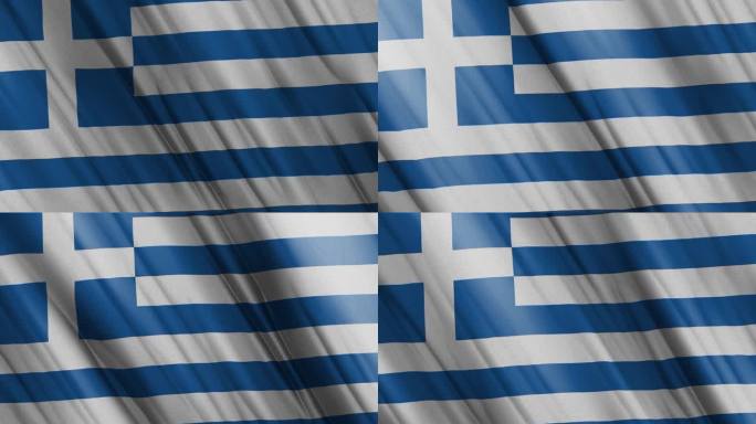 希腊挥舞着国旗。三维希腊国旗飘扬。希腊国旗4k分辨率背景。希腊国旗特写