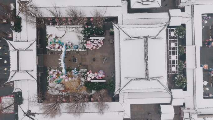南京夫子庙雪景航拍