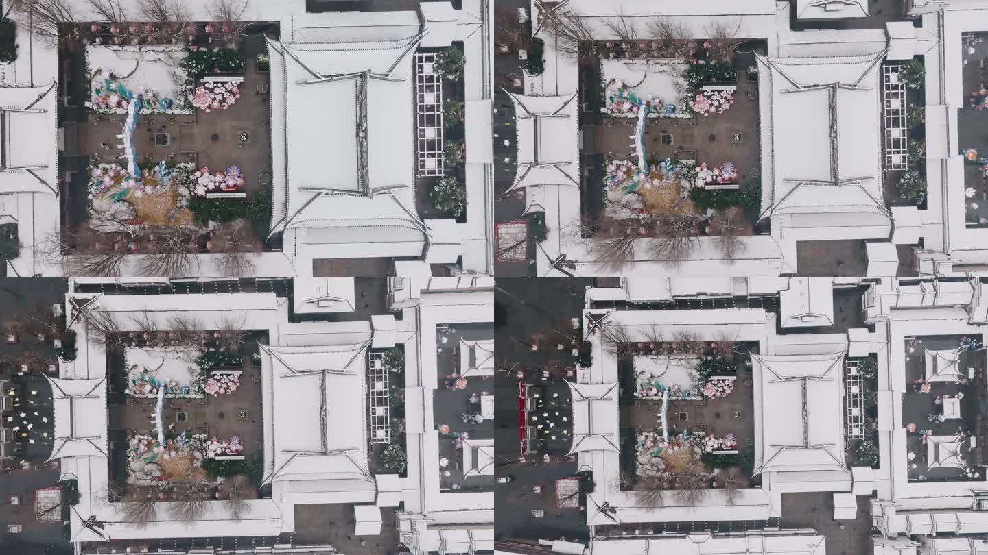 南京夫子庙雪景航拍