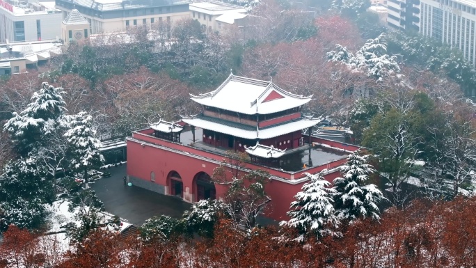 南京鼓楼雪景航拍