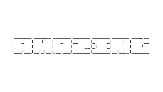 惊人的ascii字动画循环在白色背景。Ascii码艺术符号打字机的进出效果与循环运动。