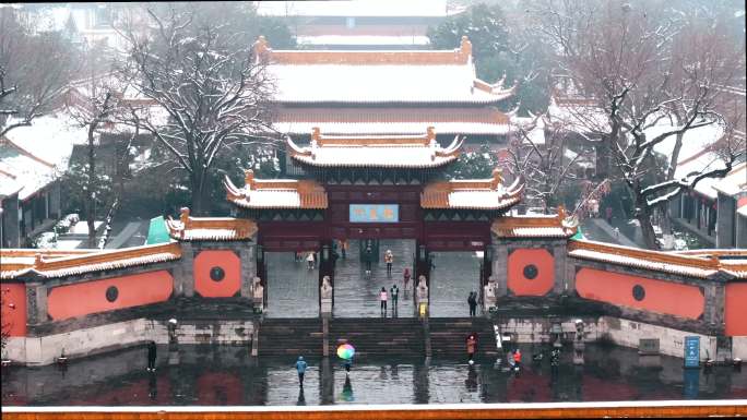 南京朝天宫雪景航拍
