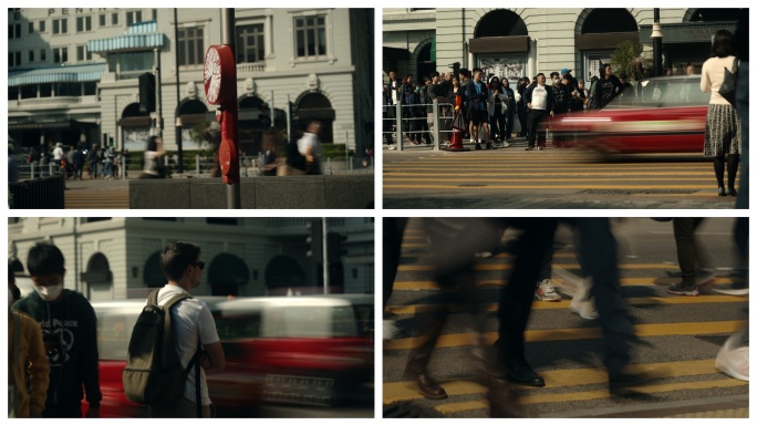 4k香港街头电影感 慢门 人来人往 脚步