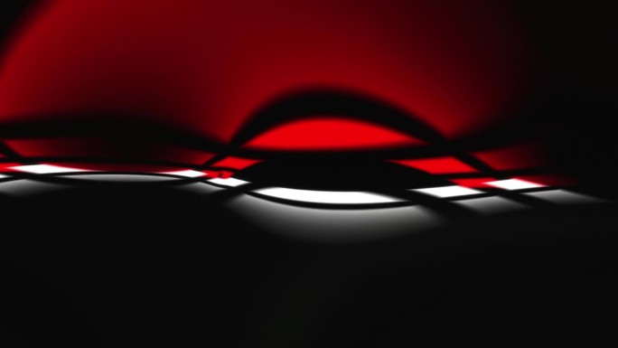 水平的白色和红色光线在黑色背景上流动。现代循环动画背景