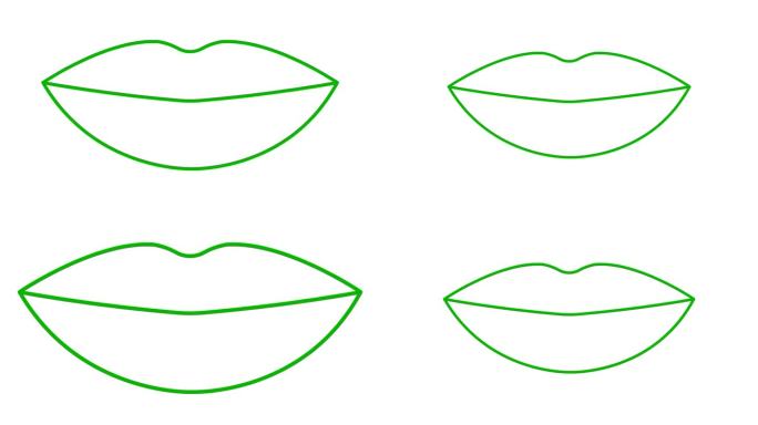 动画绿唇符号增加和减少。线性图标。毛圈的视频。矢量插图隔离在白色背景上。
