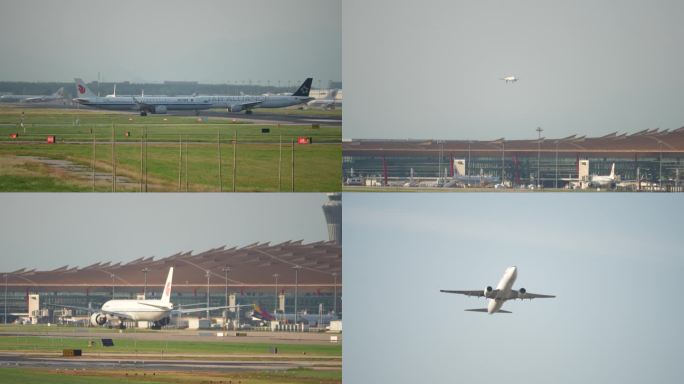【4K】机场空港客机起飞掠过头顶
