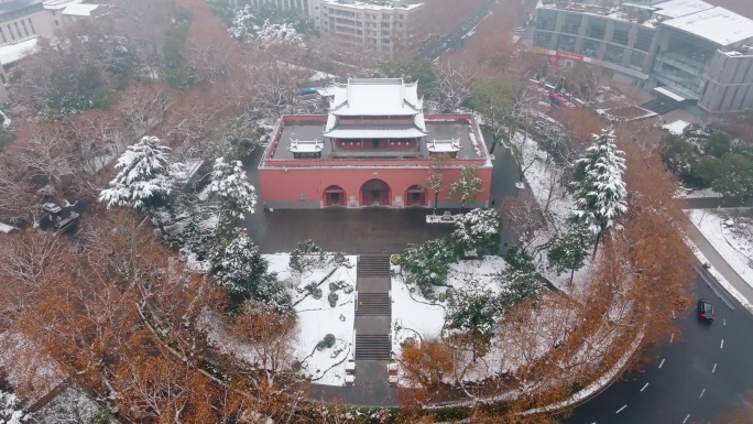 南京鼓楼雪景航拍