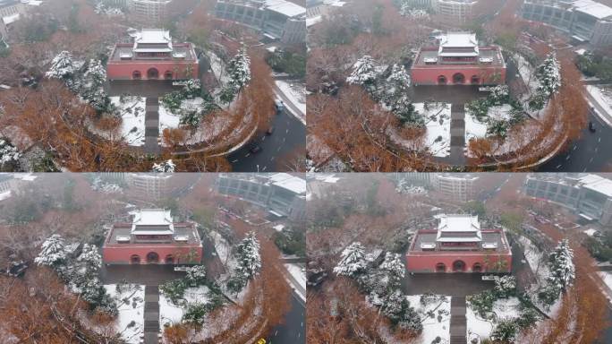 南京鼓楼雪景航拍
