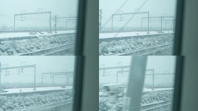 4K火车外的雪景