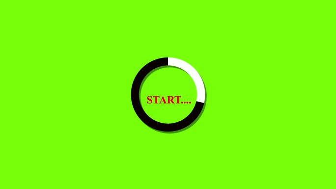 极简主义的开始按钮图标在明亮的绿色背景上动画。适合技术和概念设计。