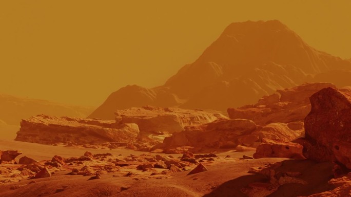 红色星球火星上的场景