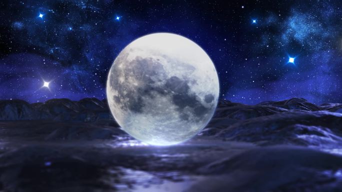 唯美圆月 星空 夜景 满月 月亮空间