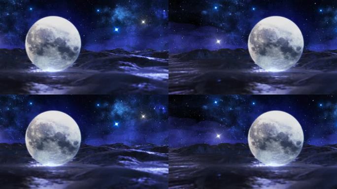 唯美圆月 星空 夜景 满月 月亮空间