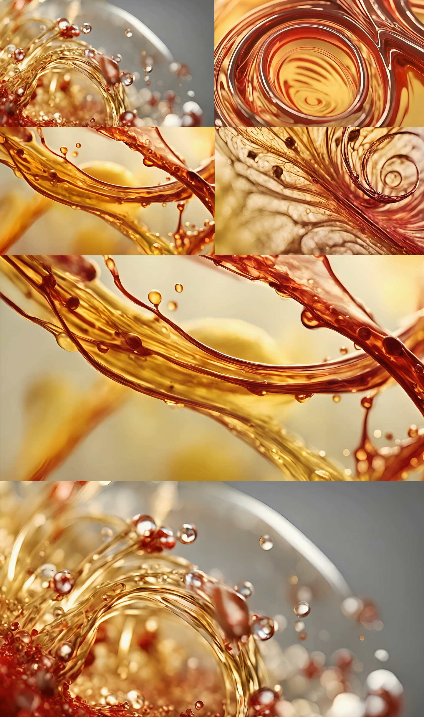 黄红色抽象流体液体飞溅水油蜂蜜