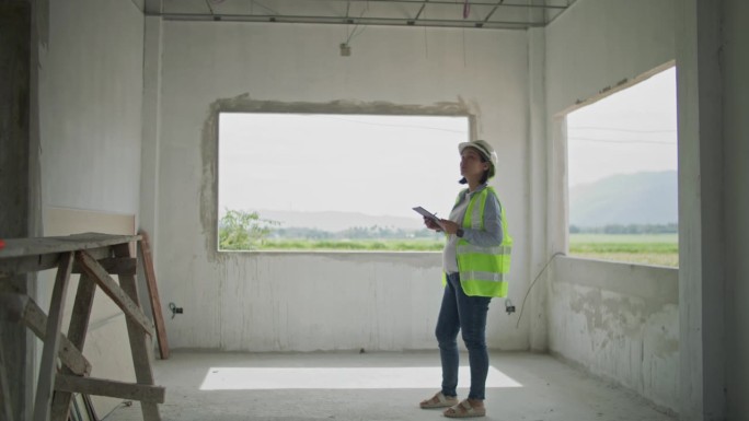 在建筑工地工作的怀孕女工程师