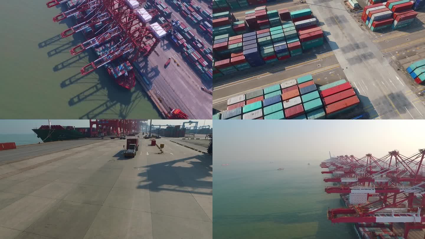 广州港 集装箱码头 航拍