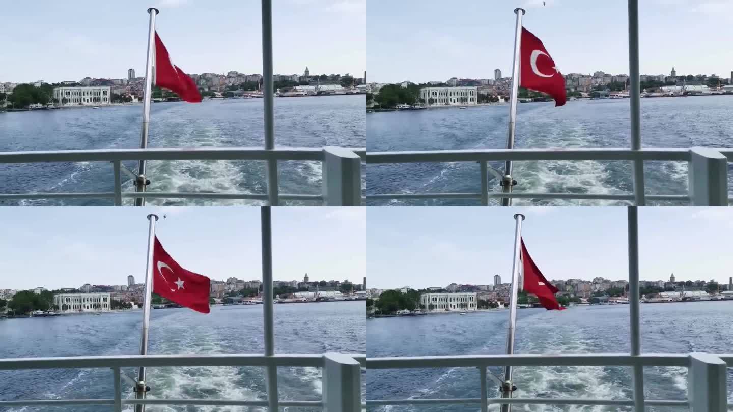 土耳其船上飘扬的国旗