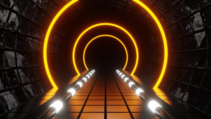 橙色和白色地下隧道背景VJ循环在4K