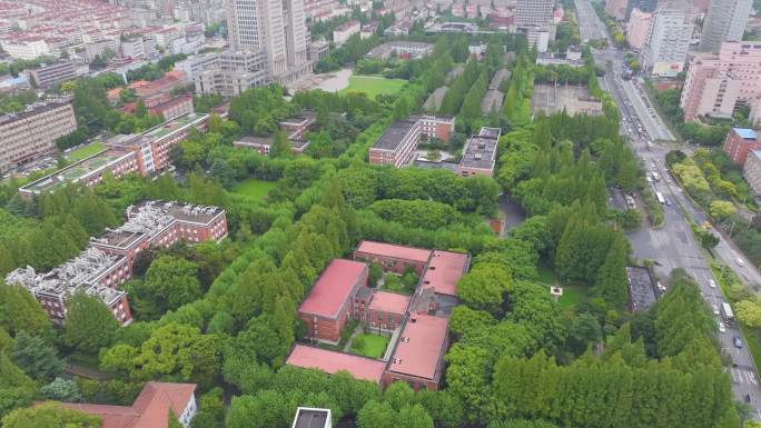 上海市复旦大学邯郸校区航拍校园风景风光素