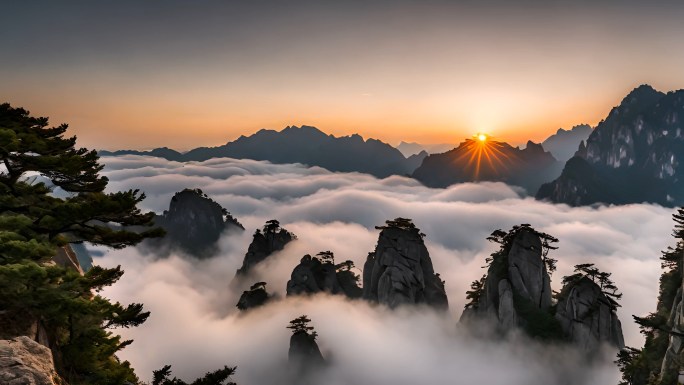 壮丽山河黄山风景日出云海