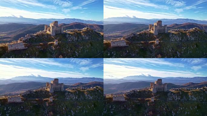 意大利阿布鲁佐罗卡·卡拉西奥城堡鸟瞰图