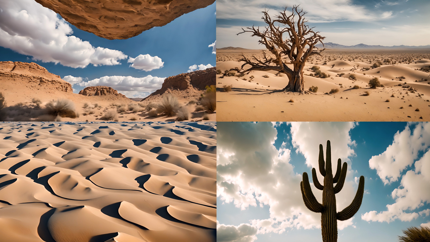 沙漠风光  沙漠延时 沙丘枯树 沙漠风景