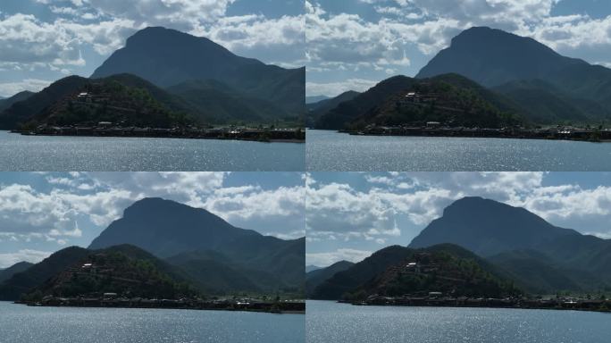 航拍泸沽湖和格姆女神山