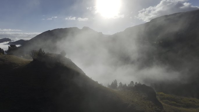 航拍原始森林云海扎尕那原始森林高山