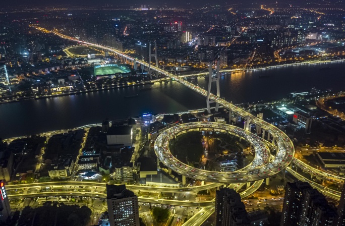 上海南浦大桥夜景延时