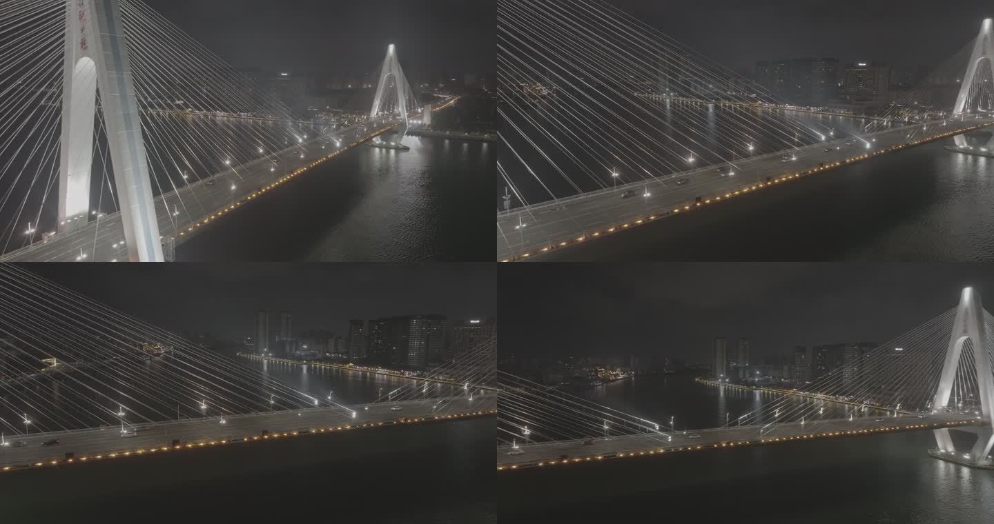 原视频夜晚的海口世纪大桥
