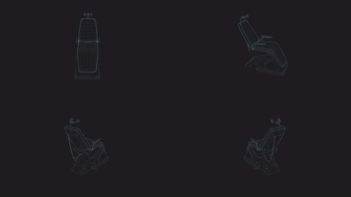 8K蓝色科技线条全息医疗椅模型动画带通道