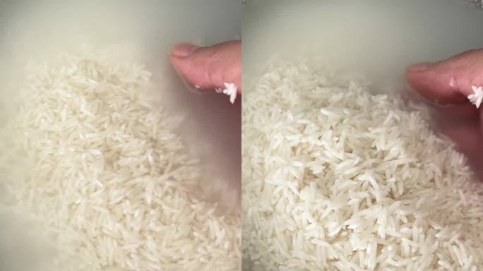 洗米视频、长粒香米、猫牙米、洗大米的拍摄