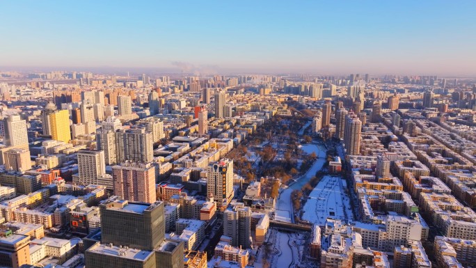 哈尔滨冬天城市大景