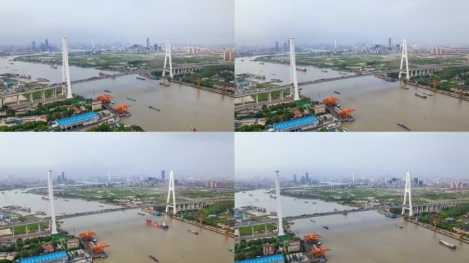 上海徐浦大桥航拍大范围延时