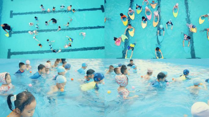 小朋友游泳课户外游泳池小孩儿童游泳游泳