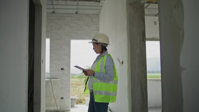 在建筑工地工作的女工程师