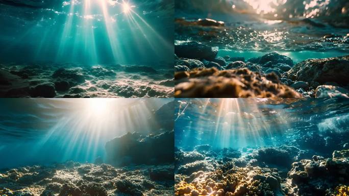 海底水底丁达尔海水水下海洋海底光线